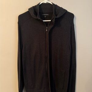 Banana Republic Men's Dark Gray Zip-Up Hooded Sweater